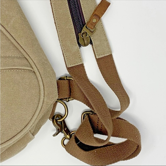 Canvas Sling Bag Unisex Khaki Crossbody Backpack Shoulder Daypack Conceal Carry - Picture 3 of 16